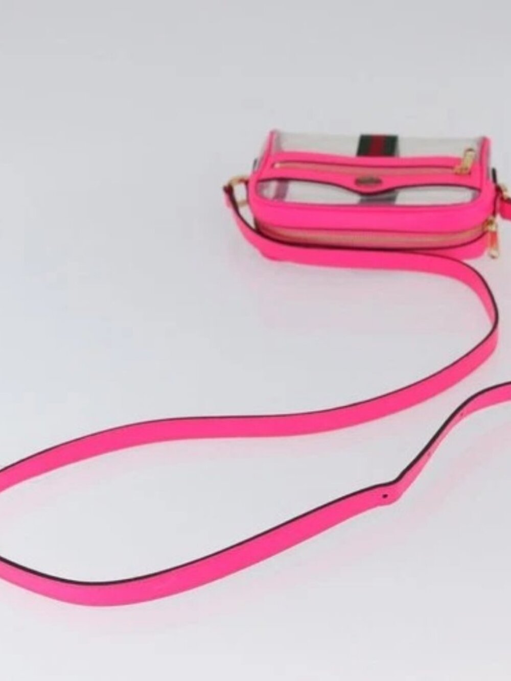 GUCCI Web Sherry Line Shoulder Bag Vinyl Clear Pink 517350 Auth YKZ583A - Picture 7 of 16